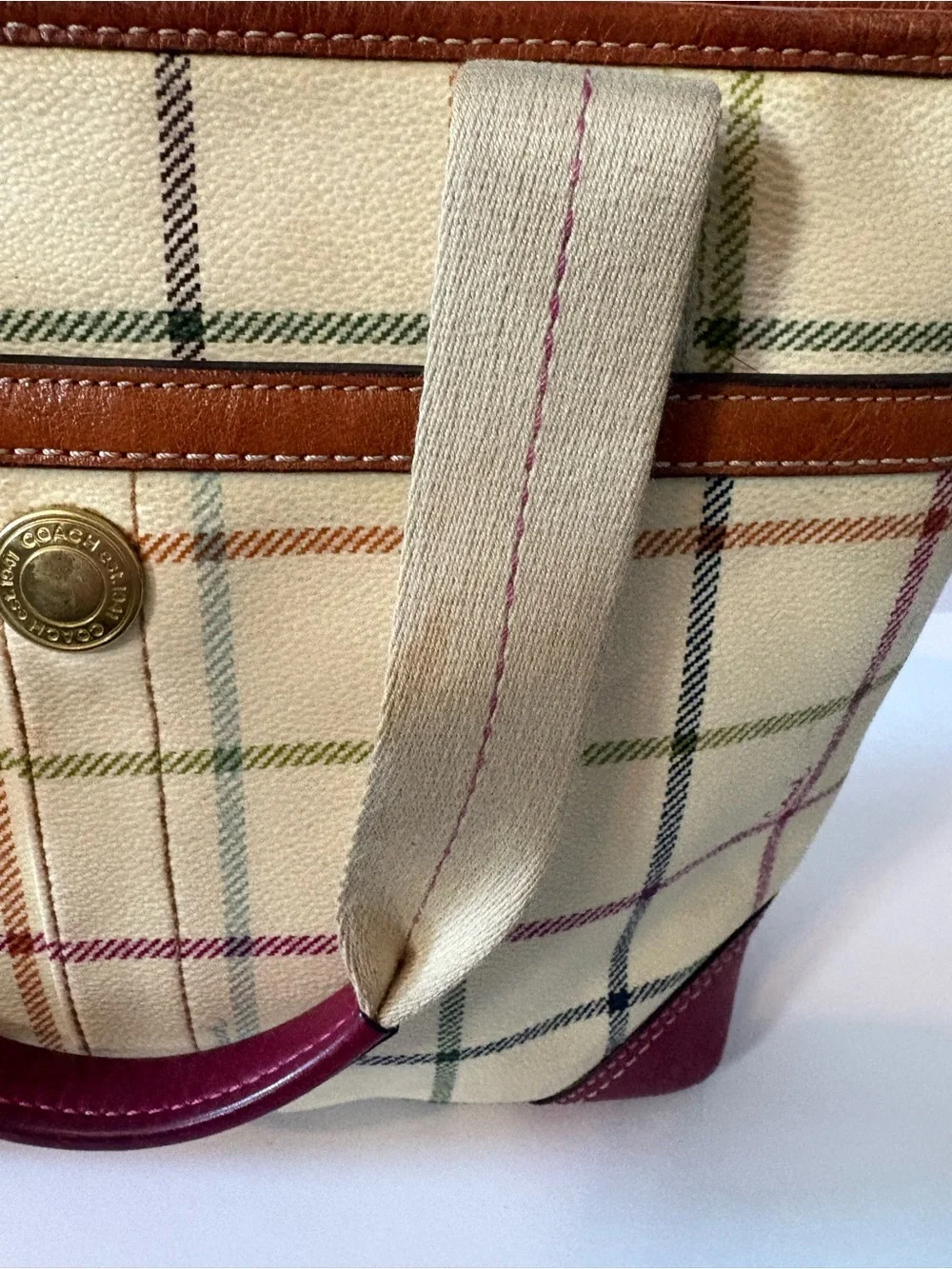 Coach Heritage Stripe Tattersall Tote